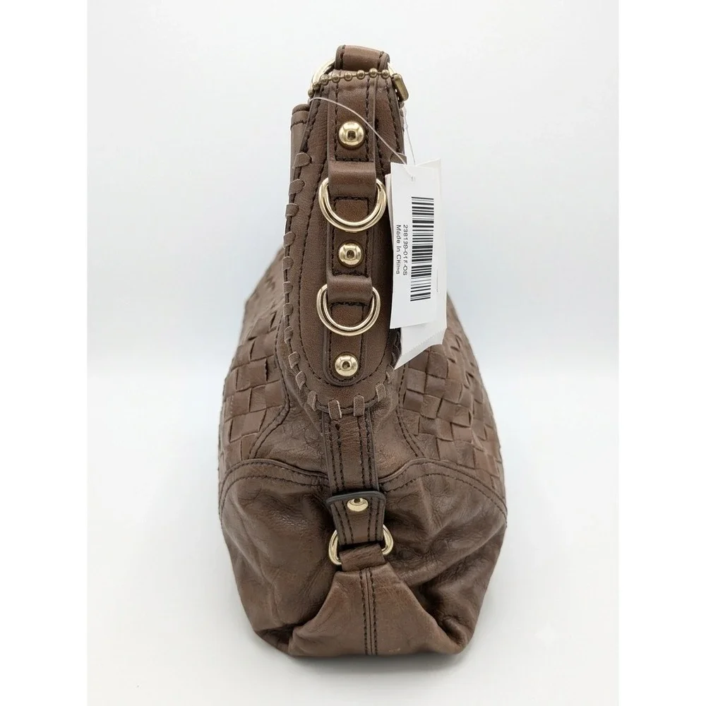 NWT Steven by Steve Madden Brown  Woven Leather Hobo Bag